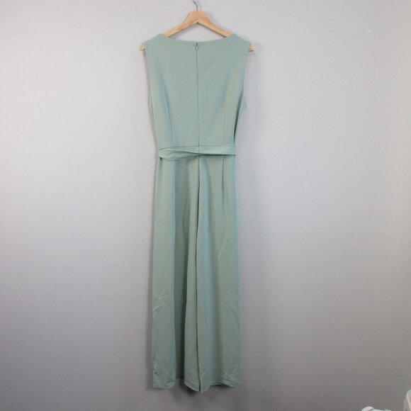 Calvin Klein Women Sleeveless Jumpsuit 14 Green Belted Cropped Casual Luxury 716 - Picture 2 of 15